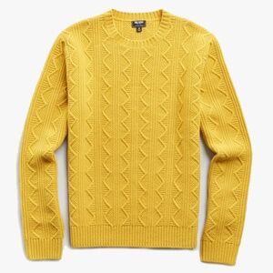 Todd Snyder 100% Merino Wool Cable crewneck sweater gold
